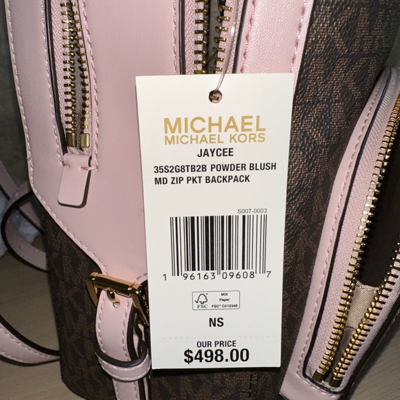 Michael Kors Jaycee signature medium backpack&wallet brown powder blush NWT - Picture 8 of 16